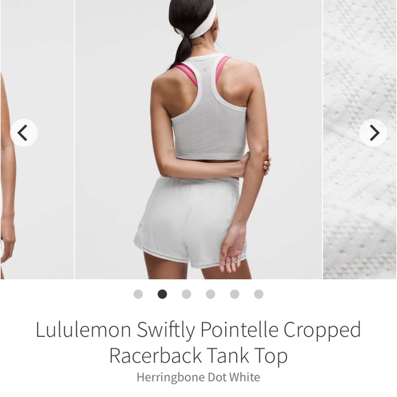 NWT Lululemon Swiftly Pointelle Cropped Racerback Tank Herringbone Dot White Sz4 - Picture 4 of 9